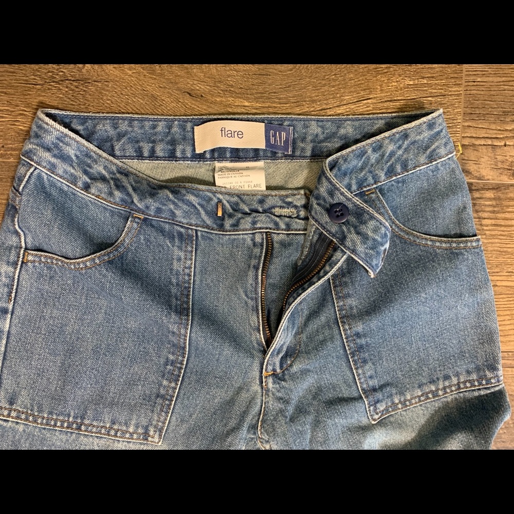 Gap light wash tab front flare jeans
